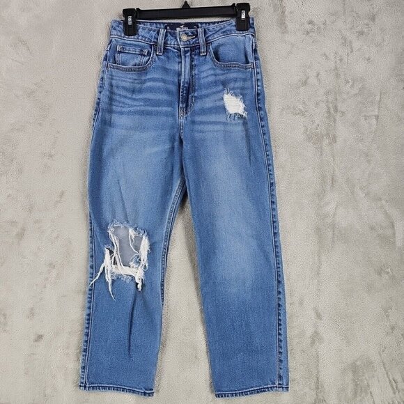Hollister Jeans Womens 26 Ultra High-Rise Vintage Straight Distressed Stretch - Picture 1 of 12